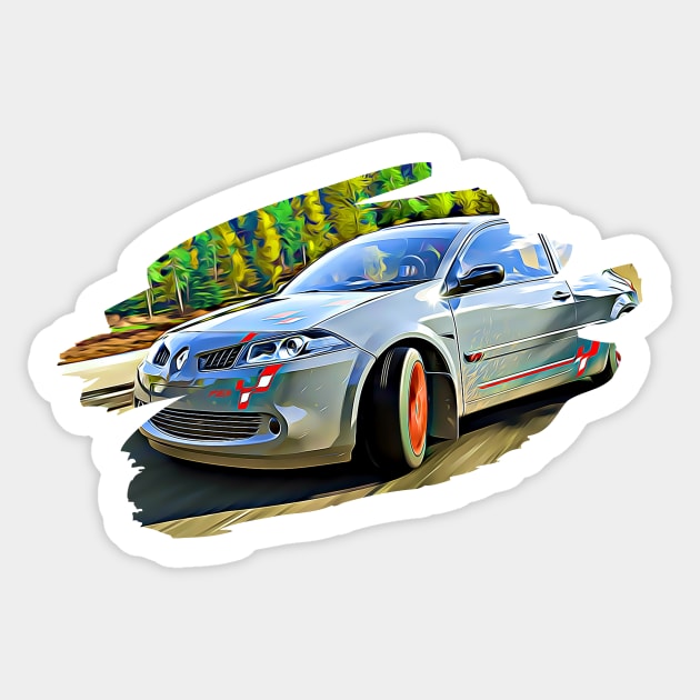 Renault Megane R26 Action Art Print Sticker by Auto-Prints